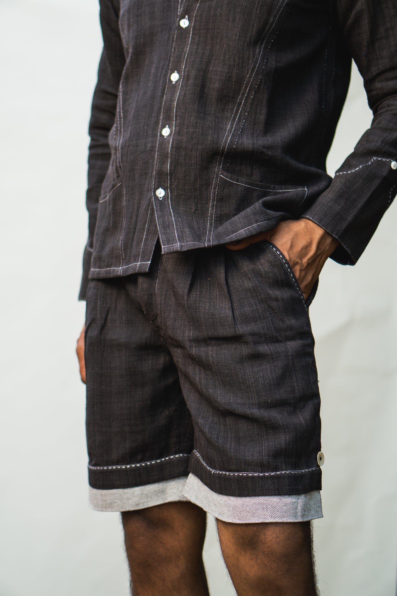 Sonder Panelled Shirt & Hem Detail Shorts