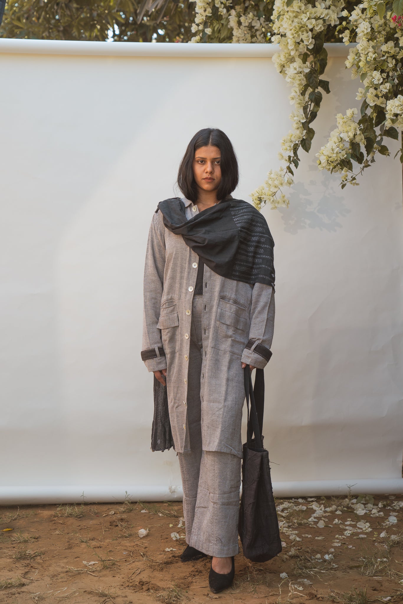 Sonder Unisex Transeasonal Overlay & Kantha Scarf Black